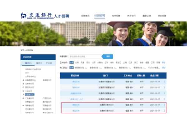 交通银行人才招聘