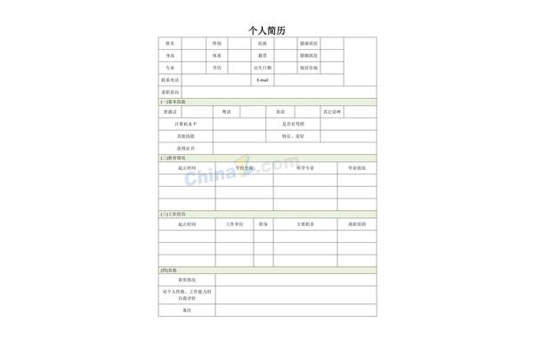应聘简历模板