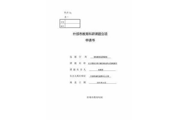 课题立项申请