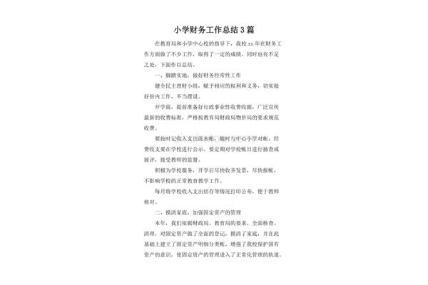 小学财务工作总结
