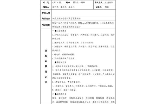 应急预案演练计划