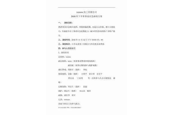 应急预案演练计划