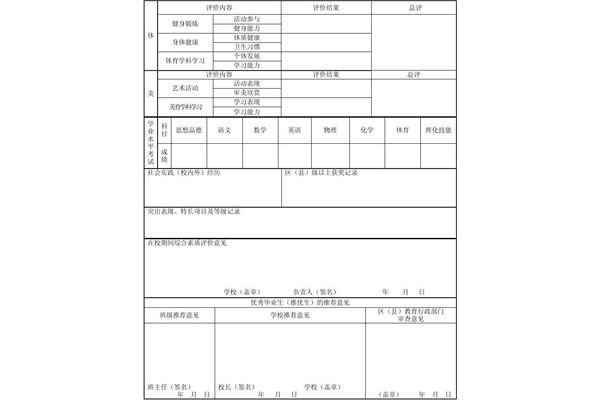 学生素质评价