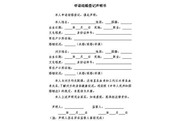 声明书格式