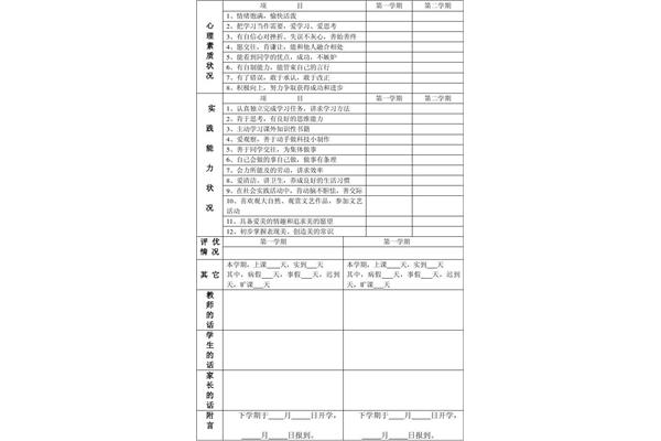 学生素质评价
