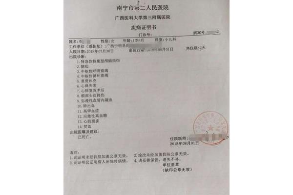 疾病证明书模板