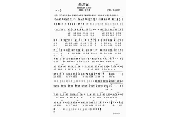 西游记主题曲简谱