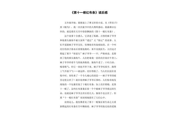 小说读后感