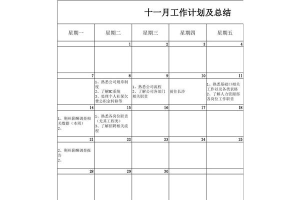 月工作计划