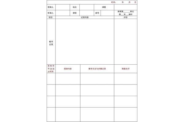 听评课记录表