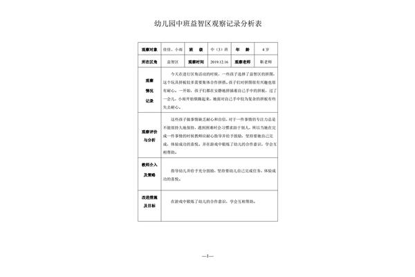 益智区观察记录