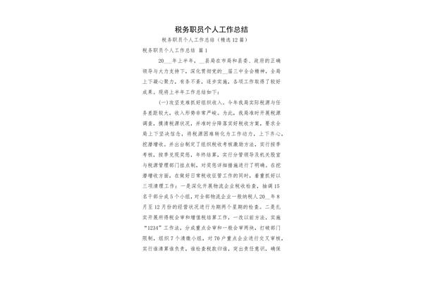 税务工作总结