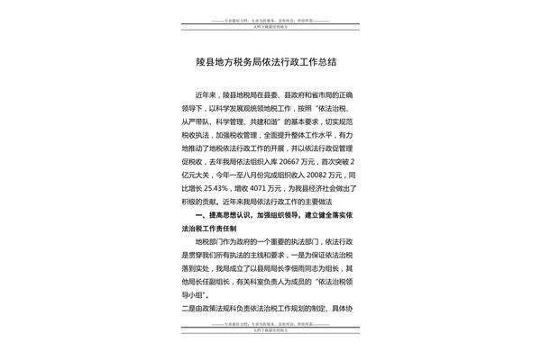税务工作总结