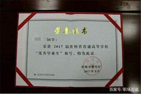 优秀毕业生证书