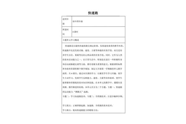 初中体育教学设计