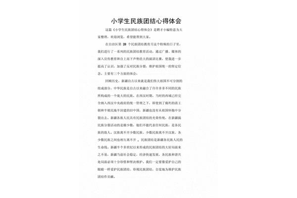 民族团结心得体会