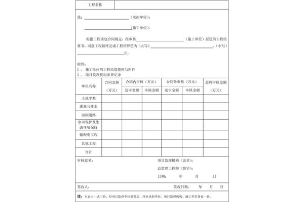 竣工结算书