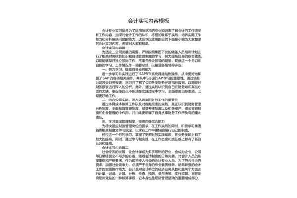 会计实习工作内容