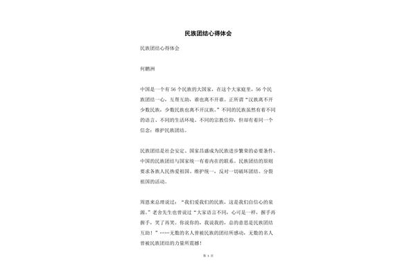 民族团结心得体会