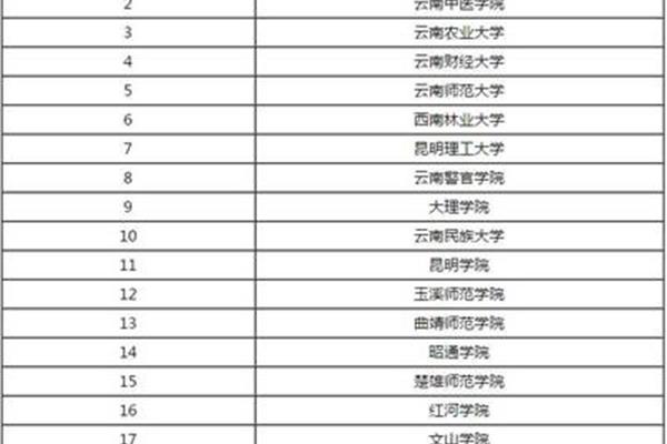 云南高校排名