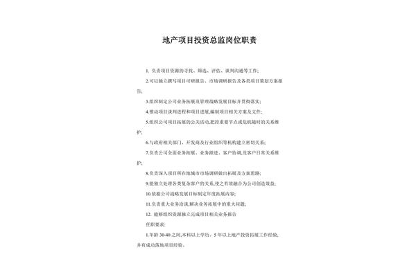 项目总监岗位职责
