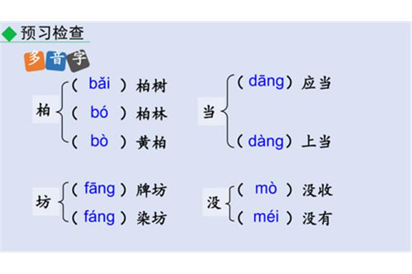 柏多音字组词