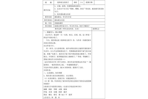 祖父的园子教案