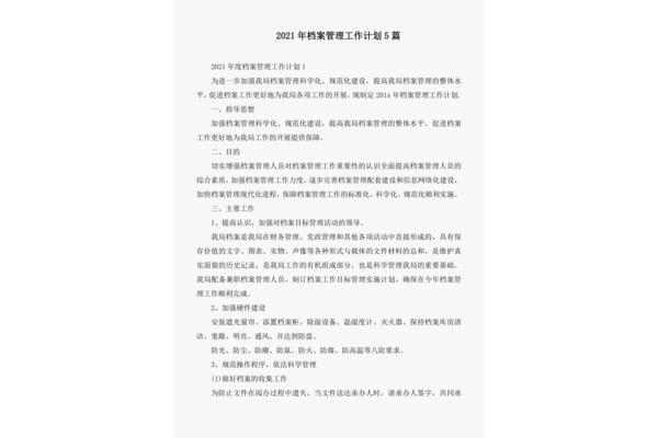 档案工作计划
