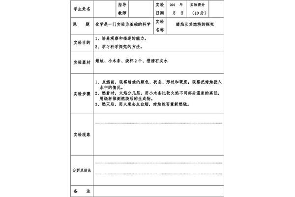 实验报告格式