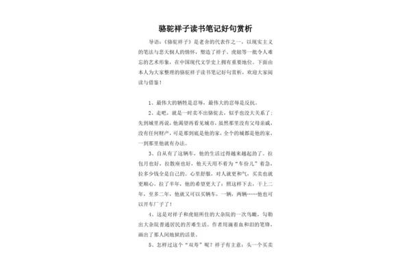 骆驼祥子句子赏析