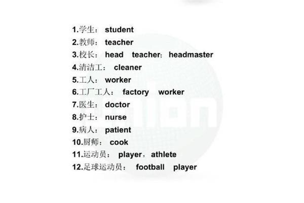 职业类的单词