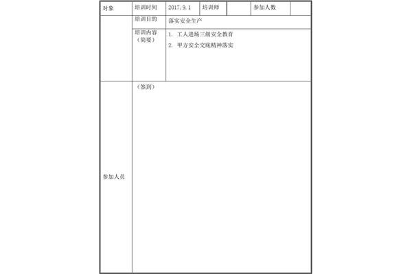 安全生产培训记录