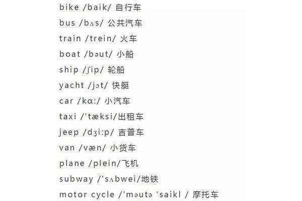 火车的英文单词