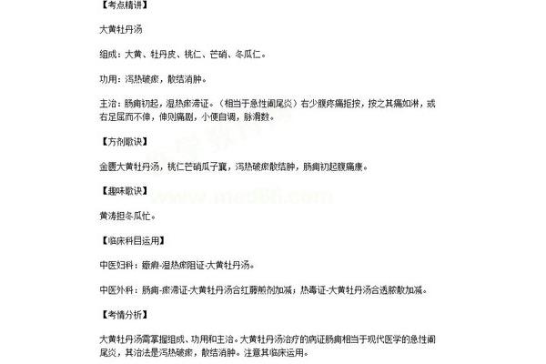 大黄牡丹汤方歌