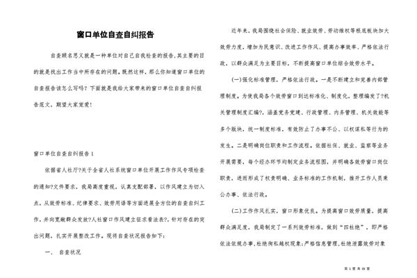 自查自纠报告