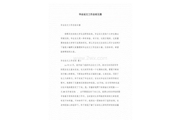 毕业论文工作总结