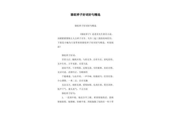 给祥子写小传
