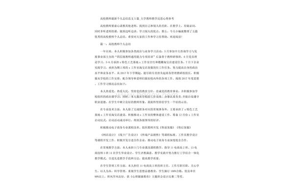 高校教师个人总结