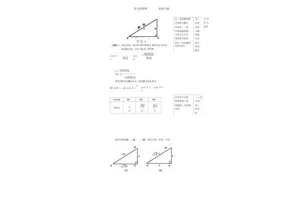 三角函数特殊角