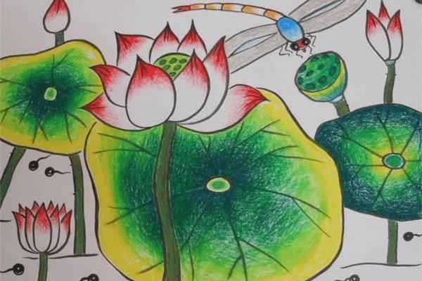 荷花儿童画