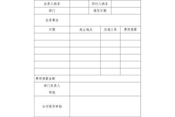 出差计划表
