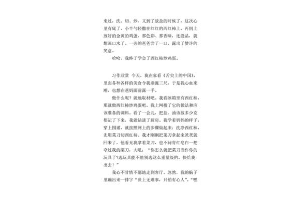 番茄炒鸡蛋作文