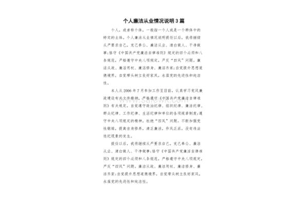 个人廉洁从业情况