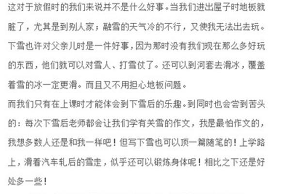 关于下雪的日记