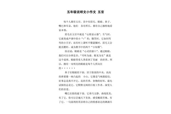 写五官的作文