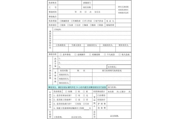 工伤事故报告模板