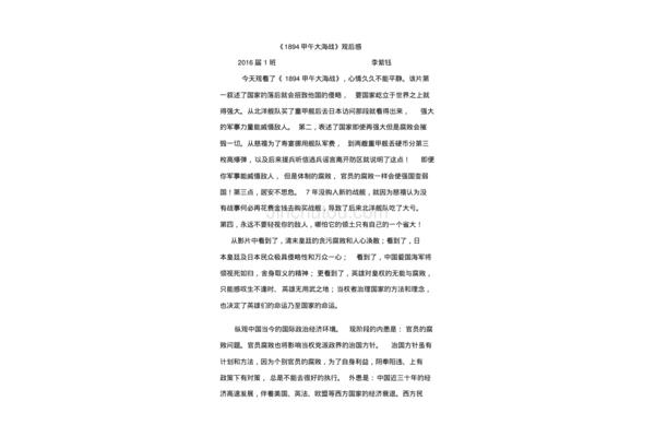 甲午大海战观后感