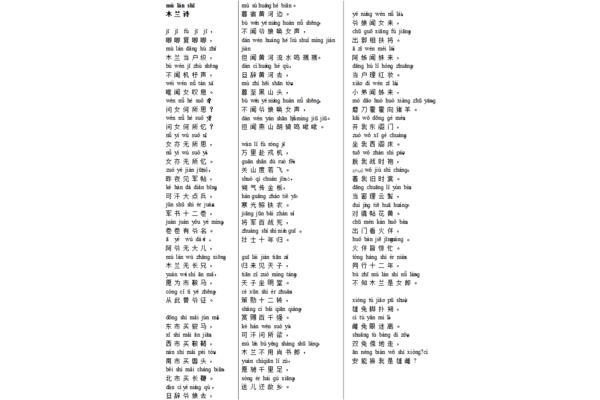 木兰诗的拼音