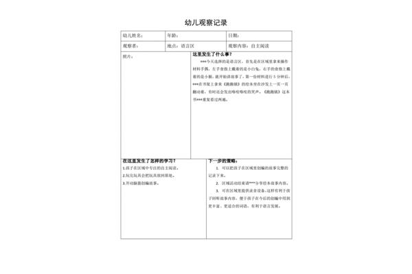 阅读区活动目标