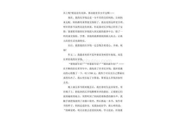 压岁钱作文